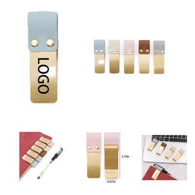 Metal Leather Pen Diary Holder