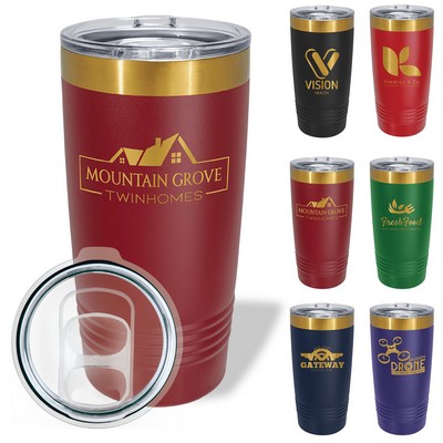 20 Oz Polar Camel ION-Plated Bright Gold Tumbler with Sliding Lid