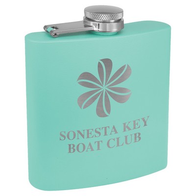 6 oz. Matte Teal Powder Coated Stainless Steel Flask