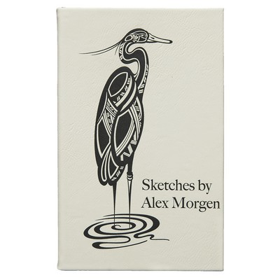 5 1/4" x 8 1/4" White Leatherette Sketch Book with Unlined Notepad