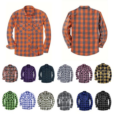 Long Sleeve Plaid Flannel Casual Shirts