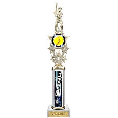 20" Action Matrix Blue Softball 1 Column Trophy