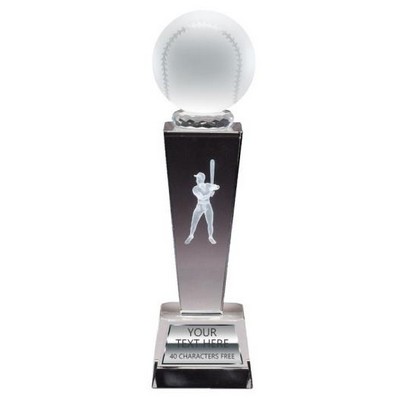 Crystal Tower Baseball Male Award 9X2.5"