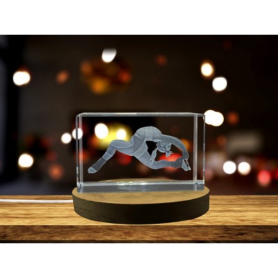 Figure Skater 3D Engraved Crystal Trophy Award w/LED Base Light & Gift Box