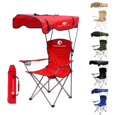 Camping Chair with Foldable Shade and Comfortable Backrest