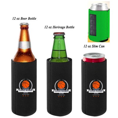 Full Color 12oz Neoprene Slim Can Cooler Sleeves W/ Magnet