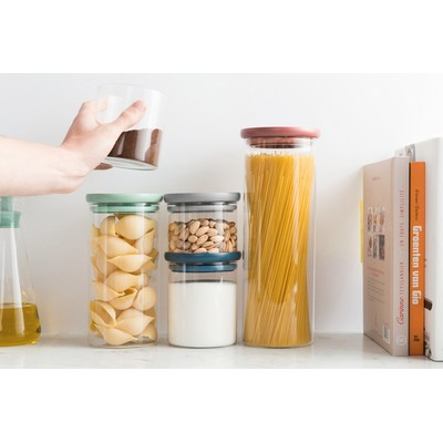 BergHoff Leo Glass Food Container/Spoon, 5"X5", Gray