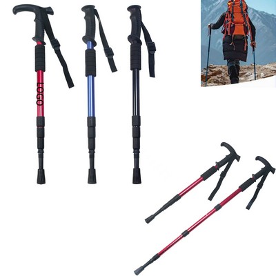 Aluminum Alloy 4-Section Trekking Pole with Contoured Handle