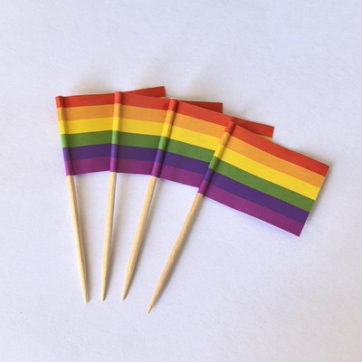 Custom 2.6" L Paper Rainbow Cocktail Picks Cheese Markers