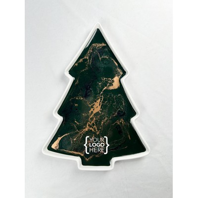Christmas Tree Shaped Ceramic Tray Jade