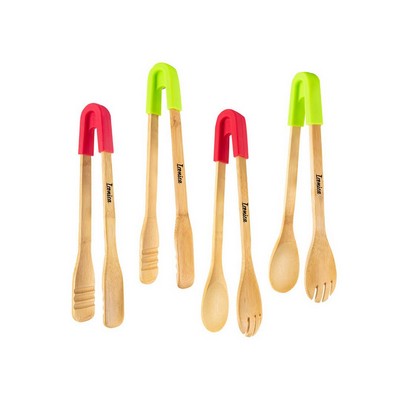 12" Bamboo Kitchen Food Tongs