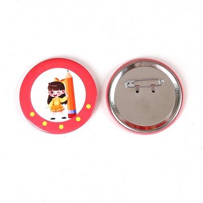 Circular Metal Cartoon Pin Badge