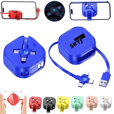Retractable 3-In-1 5A Charging Cable w/Phone Holders