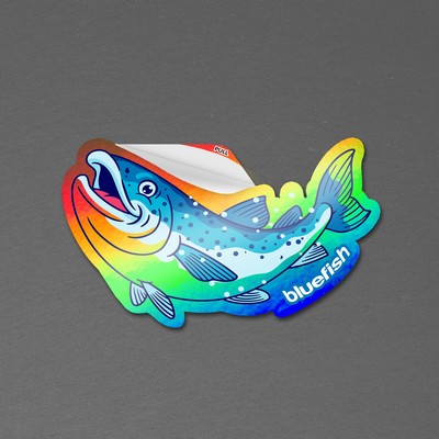 3" x 2" Vinyl Die Cut Holographic Sticker with pull tab 6mil