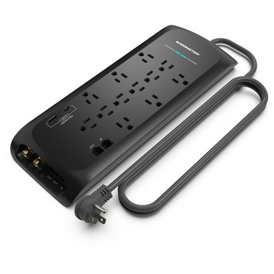 Monster Power Strip/Surge Protector 6 Ft 12 Outlet - Black