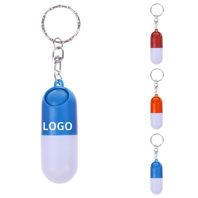 Capsule Shaped Pill Box with Keychain