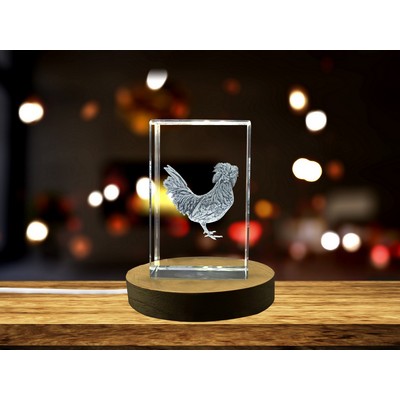 Poland Chicken 3D Engraved Crystal Trophy Award w/LED Base Light