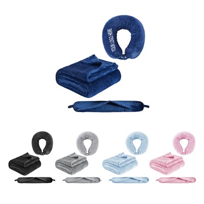 U-shaped Pillow Flannel Blanket