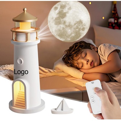 Moon Projection Night Light for Kids Unique Lighthouse Design Moonlight Projector