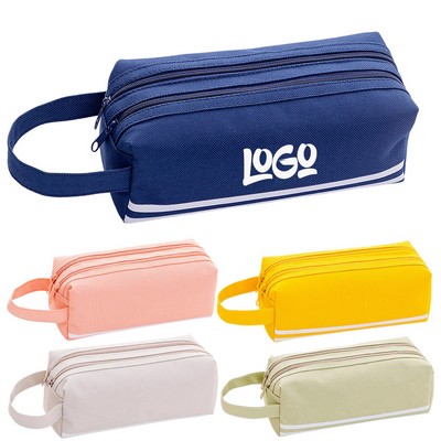 Double Layer Zippered Oxford Pencil Bag