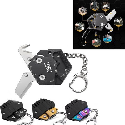 Portable Hexagon Survival Tool with Key Chain
