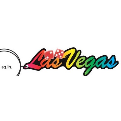 Las Vegas w/Dice Key Chain on Clear Mirrored Back (2 Square Inch)