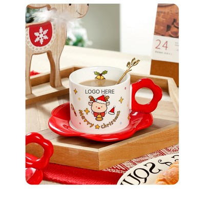 280ml Ceramic Coffee Cup and Saucer Set Afternoon Tea Cup Gift Box Cartoon Design