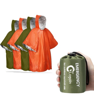 Emergency Rain Poncho Reusable Raincoat with Carry Bag