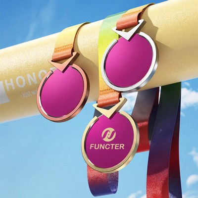 Round Man Made Crystal Aluminum Alloy Award Medal UV Coated On Background Side