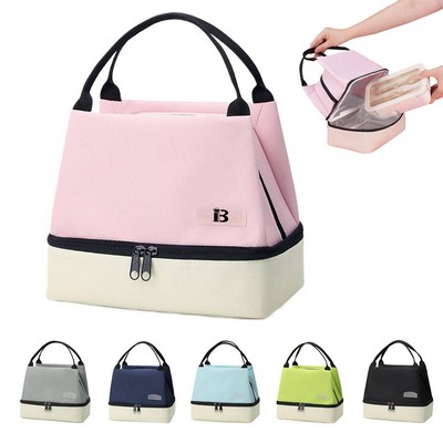 Two Tone Dual Layer Oxford Insulated Lunch Bag