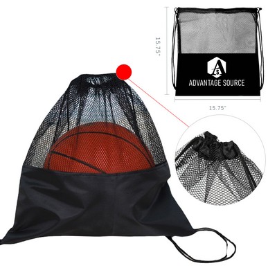 Drawstring Mesh Sports Ball Backpack