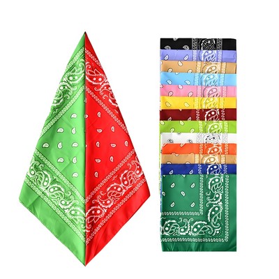 21" Colorful Paisley Design Polyester Bandana