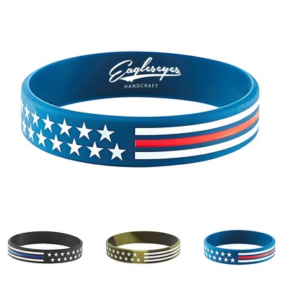 American Flag Printed Silicone Wristband