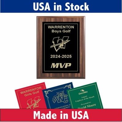 Walnut Wood Award Plaque with Laser Engraved Plate-5x7