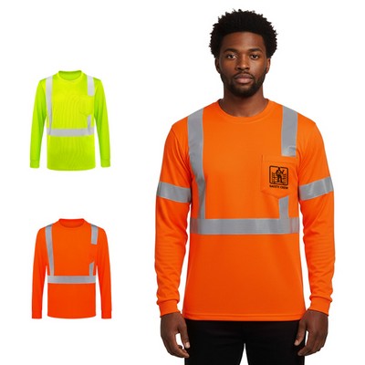 Class 2 Long Sleeve Hi-Vis Safety Pocket Tee