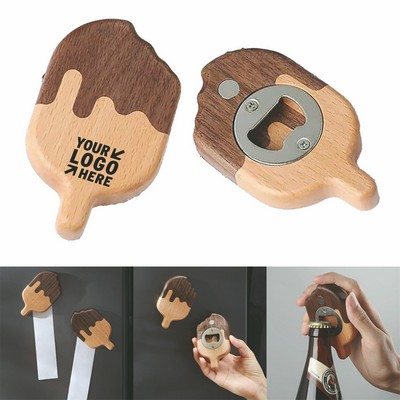 Ice Cream Shape Wooden Magnetic Bottle Opener