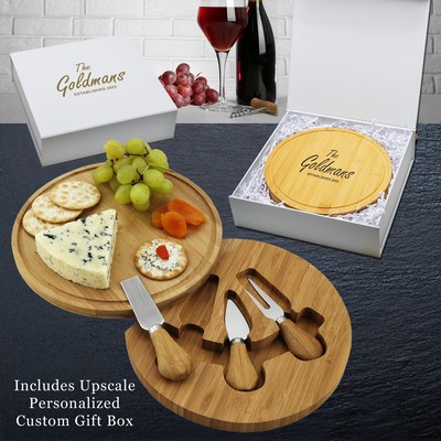 Feta Bamboo Swivel Cheese Board Gift Box Set