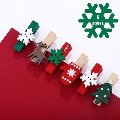 Christmas Cartoon Wooden Clothespins