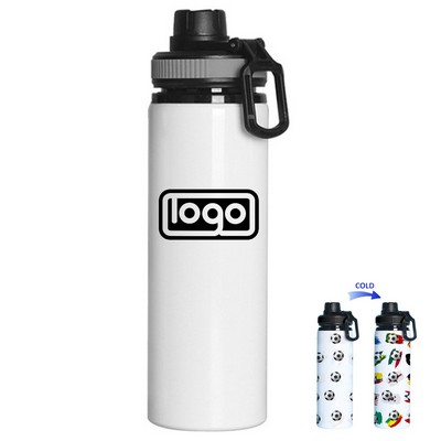 25oz Soccer Color Change Aluminum Water Bottle