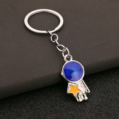 Cartoon Astronaut Pendant Keychain Couple Necklace Space Galaxy Design Accessory