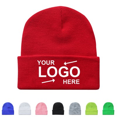 Embroidered Beanie Acrylic Knitted Hat