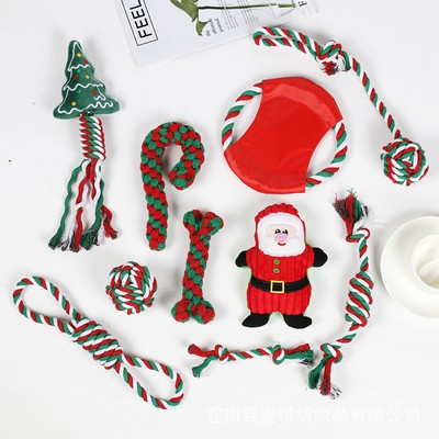 Christmas Dog Rope Toy Set Cotton Chew Toys for Pets