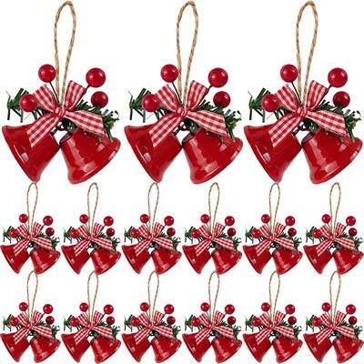 Red Christmas Bells Ornaments, Tree Hanging Ornament Metal Jingle Bells Pendants for Christmas