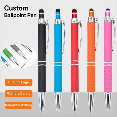 Ballpoint Pen Soft Touch Rubber Metal Pen With Stylus