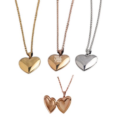 Heart-Shaped Photo Locket Necklace