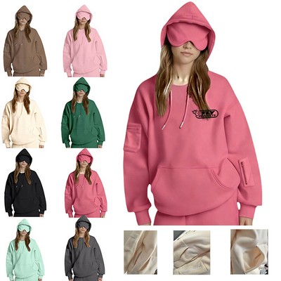 Polyester Unisex Hoodie With Eye Mask