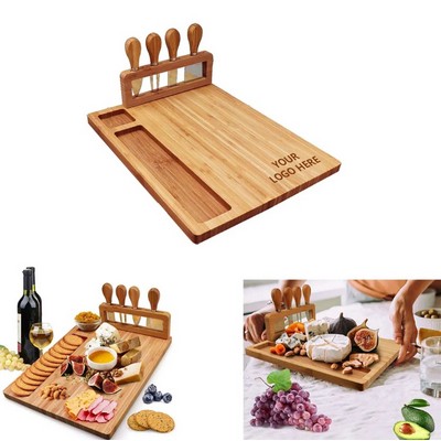Wooden Cheese Board Set with Knife Holder