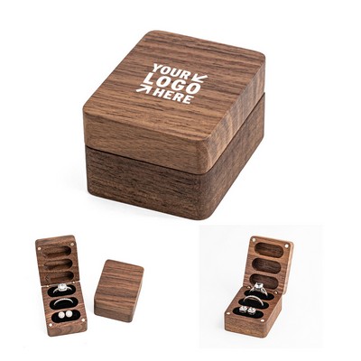 3 Slot Square Wooden Ring Box