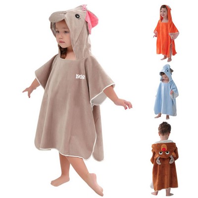 Unisex Kids Hooded Poncho Beach Bath Pool Towel