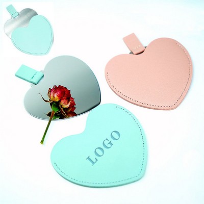 Heart-shaped Stainless Steel Compact Pocket Mirror